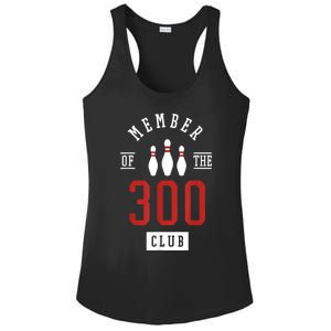 Member Of The 300 Club Bowling Ball Strike Pins Ladies PosiCharge Competitor Racerback Tank