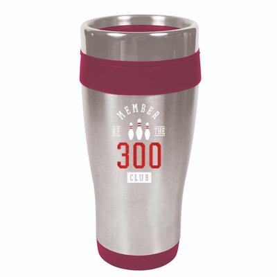 Member Of The 300 Club Bowling Ball Strike Pins 16oz Travel Tumbler