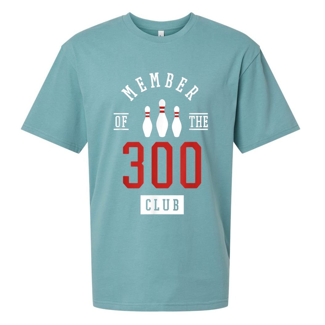 Member Of The 300 Club Bowling Ball Strike Pins Sueded Cloud Jersey T-Shirt