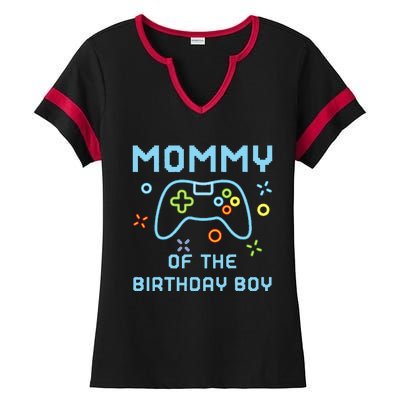 Mommy of the Birthday Matching Video Gamer Birthday Ladies Halftime Notch Neck Tee