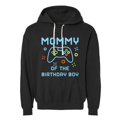 Mommy of the Birthday Matching Video Gamer Birthday Garment-Dyed Fleece Hoodie