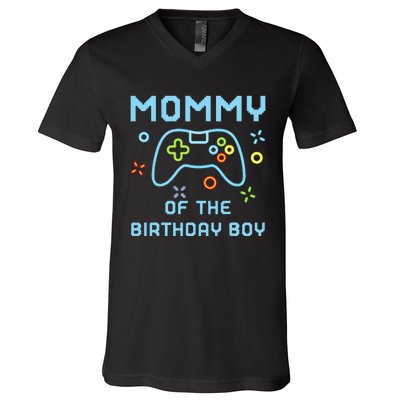 Mommy of the Birthday Matching Video Gamer Birthday V-Neck T-Shirt