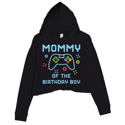 Mommy of the Birthday Matching Video Gamer Birthday Crop Fleece Hoodie