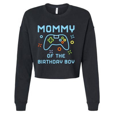 Mommy of the Birthday Matching Video Gamer Birthday Cropped Pullover Crew