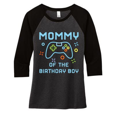 Mommy of the Birthday Matching Video Gamer Birthday Women's Tri-Blend 3/4-Sleeve Raglan Shirt