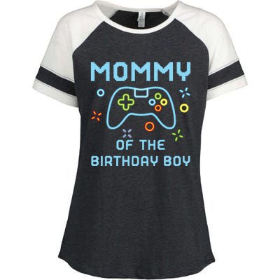 Mommy of the Birthday Matching Video Gamer Birthday Enza Ladies Jersey Colorblock Tee