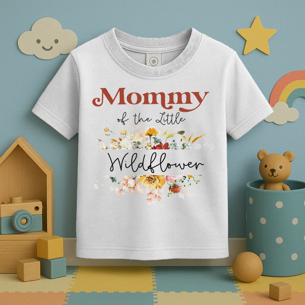 Mommy Of The Little Wildflower Birthday Party Baby Shower Toddler T-Shirt