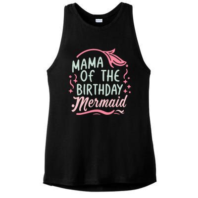 Mama Of The Birthday Mermaid Birthday Party Mermaid Mother Ladies PosiCharge Tri-Blend Wicking Tank