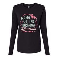 Mama Of The Birthday Mermaid Birthday Party Mermaid Mother Womens Cotton Relaxed Long Sleeve T-Shirt