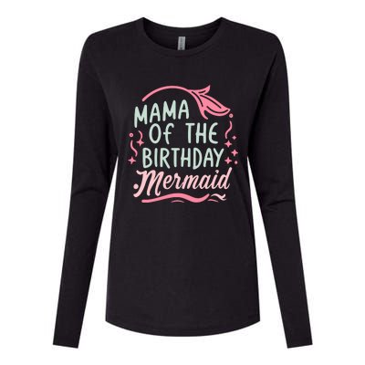 Mama Of The Birthday Mermaid Birthday Party Mermaid Mother Womens Cotton Relaxed Long Sleeve T-Shirt