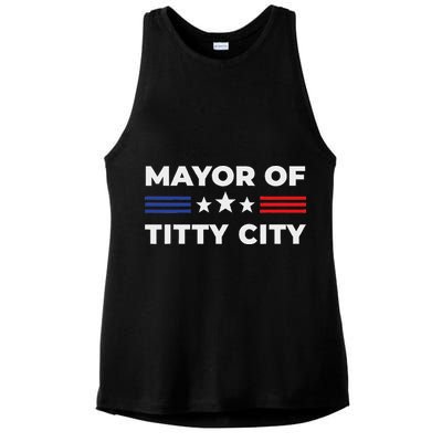 Mayor Of Titty City Ladies PosiCharge Tri-Blend Wicking Tank