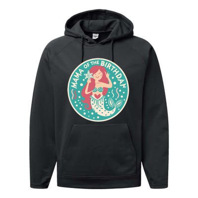 Mama Of The Birthday Mermaid Birthday Party Mermaid Mother Performance Fleece Hoodie