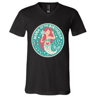 Mama Of The Birthday Mermaid Birthday Party Mermaid Mother V-Neck T-Shirt