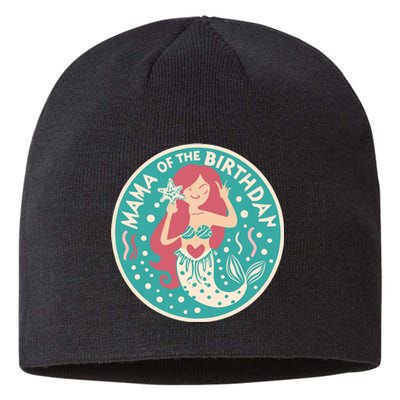 Mama Of The Birthday Mermaid Birthday Party Mermaid Mother Sustainable Beanie