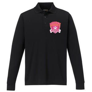 Mommy Of The Birthday Girl Dog Paw Mom Matching Performance Long Sleeve Polo