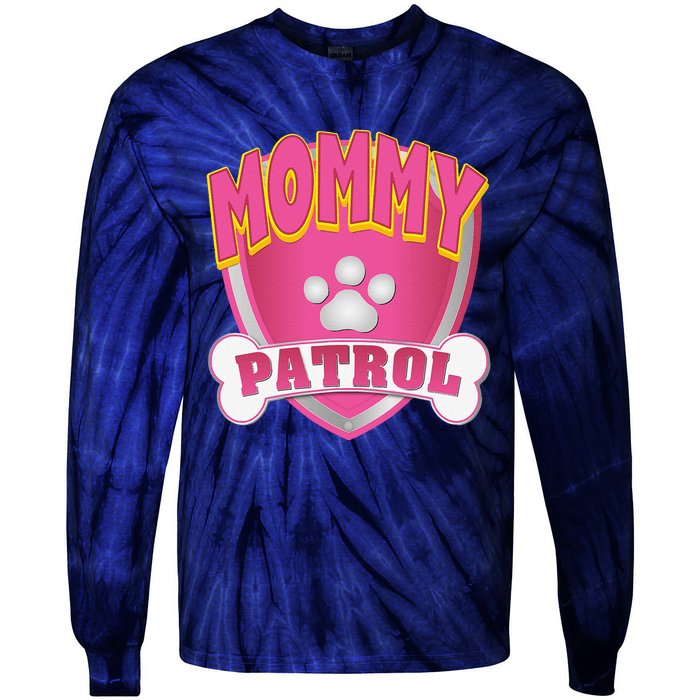 Mommy Of The Birthday Girl Dog Paw Mom Matching Tie-Dye Long Sleeve Shirt