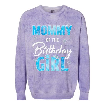 Mommy Of The Birthday Girl Family Snowflakes Winter Party Colorblast Crewneck Sweatshirt