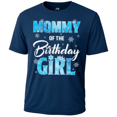 Mommy Of The Birthday Girl Family Snowflakes Winter Party Cooling Performance Crew T-Shirt