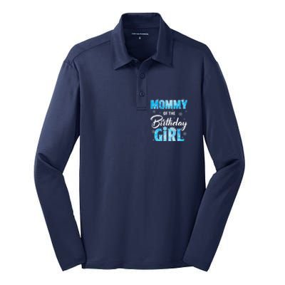 Mommy Of The Birthday Girl Family Snowflakes Winter Party Silk Touch Performance Long Sleeve Polo