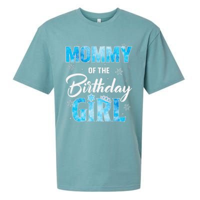 Mommy Of The Birthday Girl Family Snowflakes Winter Party Sueded Cloud Jersey T-Shirt