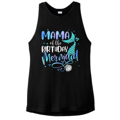 Mama Of The Birthday Mermaid Family Matching Party Squad Ladies PosiCharge Tri-Blend Wicking Tank