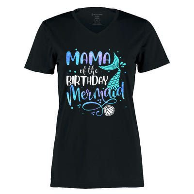 Mama Of The Birthday Mermaid Family Matching Party Squad Women's Momentum V-Neck T-Shirt