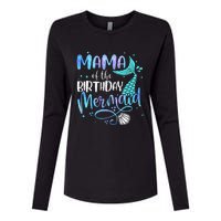 Mama Of The Birthday Mermaid Family Matching Party Squad Womens Cotton Relaxed Long Sleeve T-Shirt