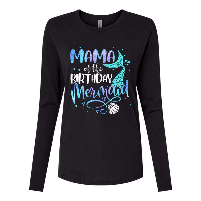 Mama Of The Birthday Mermaid Family Matching Party Squad Womens Cotton Relaxed Long Sleeve T-Shirt