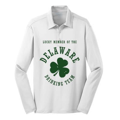 Member Of The Delaware Drinking Team St Patricks Day Silk Touch Performance Long Sleeve Polo