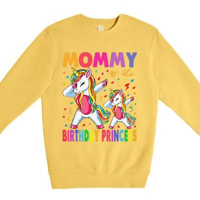 Mommy Of The Birthday Princess Girl Dabbing Unicorn Mom Premium Crewneck Sweatshirt