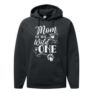 Mom Of The Wild One Mama Mother Mommy Sayings Mother's Day Performance Fleece Hoodie