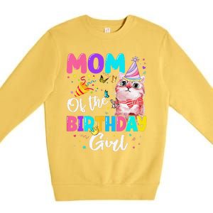 Mom Of The Birthday Cat Kitten Theme Family Bday Premium Crewneck Sweatshirt