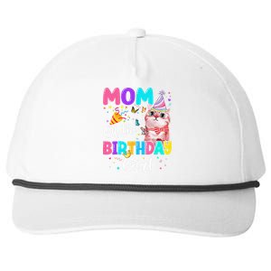 Mom Of The Birthday Cat Kitten Theme Family Bday Snapback Five-Panel Rope Hat