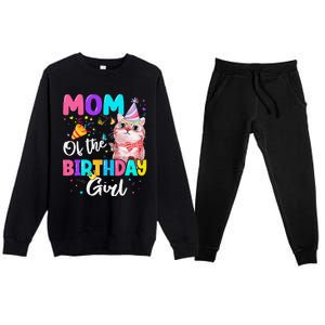 Mom Of The Birthday Cat Kitten Theme Family Bday Premium Crewneck Sweatsuit Set