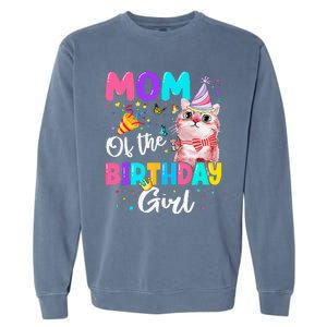 Mom Of The Birthday Cat Kitten Theme Family Bday Garment-Dyed Sweatshirt