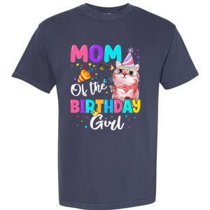 Mom Of The Birthday Cat Kitten Theme Family Bday Garment-Dyed Heavyweight T-Shirt