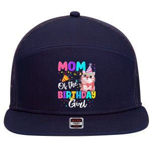 Mom Of The Birthday Cat Kitten Theme Family Bday 7 Panel Mesh Trucker Snapback Hat