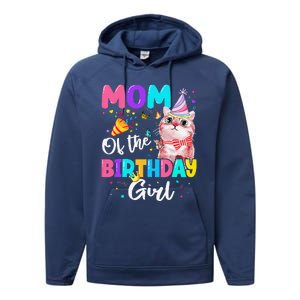 Mom Of The Birthday Cat Kitten Theme Family Bday Performance Fleece Hoodie