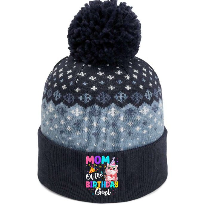 Mom Of The Birthday Cat Kitten Theme Family Bday The Baniff Cuffed Pom Beanie