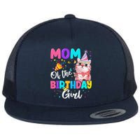 Mom Of The Birthday Cat Kitten Theme Family Bday Flat Bill Trucker Hat