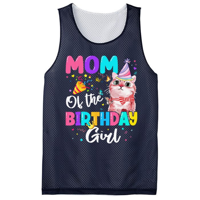 Mom Of The Birthday Cat Kitten Theme Family Bday Mesh Reversible Basketball Jersey Tank