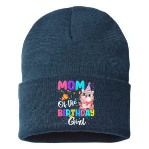 Mom Of The Birthday Cat Kitten Theme Family Bday Sustainable Knit Beanie