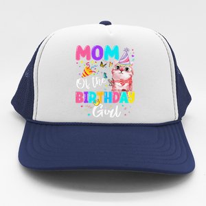 Mom Of The Birthday Cat Kitten Theme Family Bday Trucker Hat