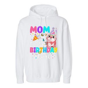 Mom Of The Birthday Cat Kitten Theme Family Bday Garment-Dyed Fleece Hoodie