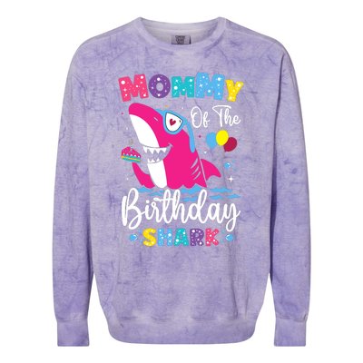 Mommy Of The Shark Birthday Mom Matching Family Colorblast Crewneck Sweatshirt