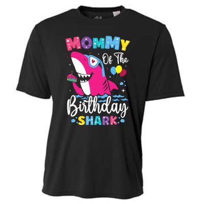 Mommy Of The Shark Birthday Mom Matching Family Cooling Performance Crew T-Shirt