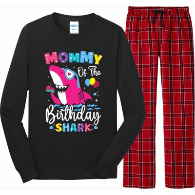 Mommy Of The Shark Birthday Mom Matching Family Long Sleeve Pajama Set