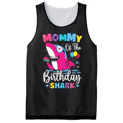 Mommy Of The Shark Birthday Mom Matching Family Mesh Reversible Basketball Jersey Tank