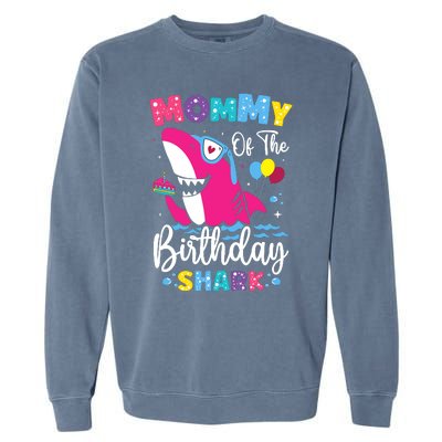 Mommy Of The Shark Birthday Mom Matching Family Garment-Dyed Sweatshirt