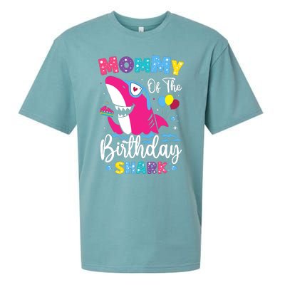 Mommy Of The Shark Birthday Mom Matching Family Sueded Cloud Jersey T-Shirt